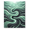 Ethereal Mint and Charcoal Fluid Wave Rug