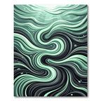 Ethereal Mint and Charcoal Fluid Wave Rug