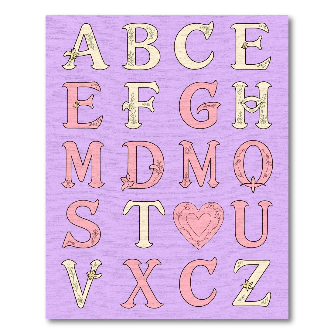 Pastel Floral Alphabet Letters Rug