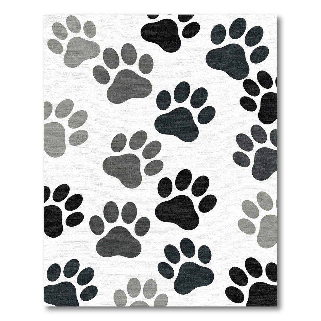 Playful Monochrome Animal Paw Footprints Rug