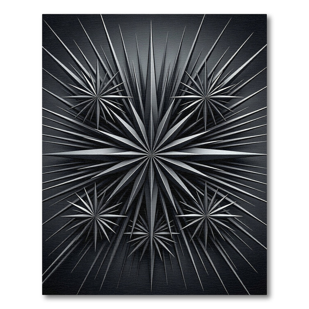Monochromatic Metallic Starburst Geometric Rug