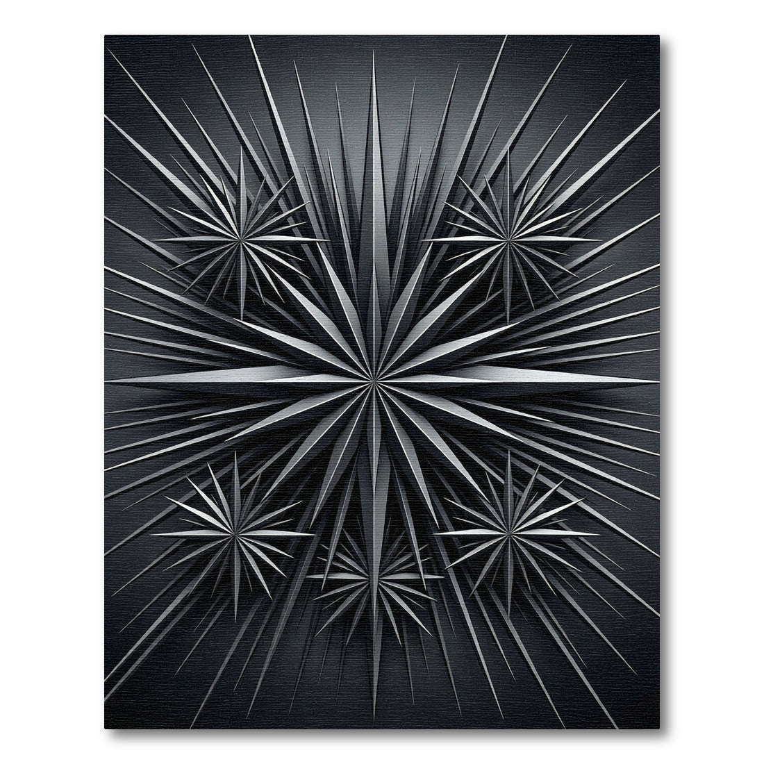 Monochromatic Metallic Starburst Geometric Rug