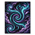 Ethereal Teal and Violet Galactic Spiral Rug