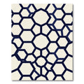 Navy Blue Geometric Hexagon Grid Rug