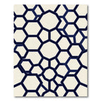 Navy Blue Geometric Hexagon Grid Rug
