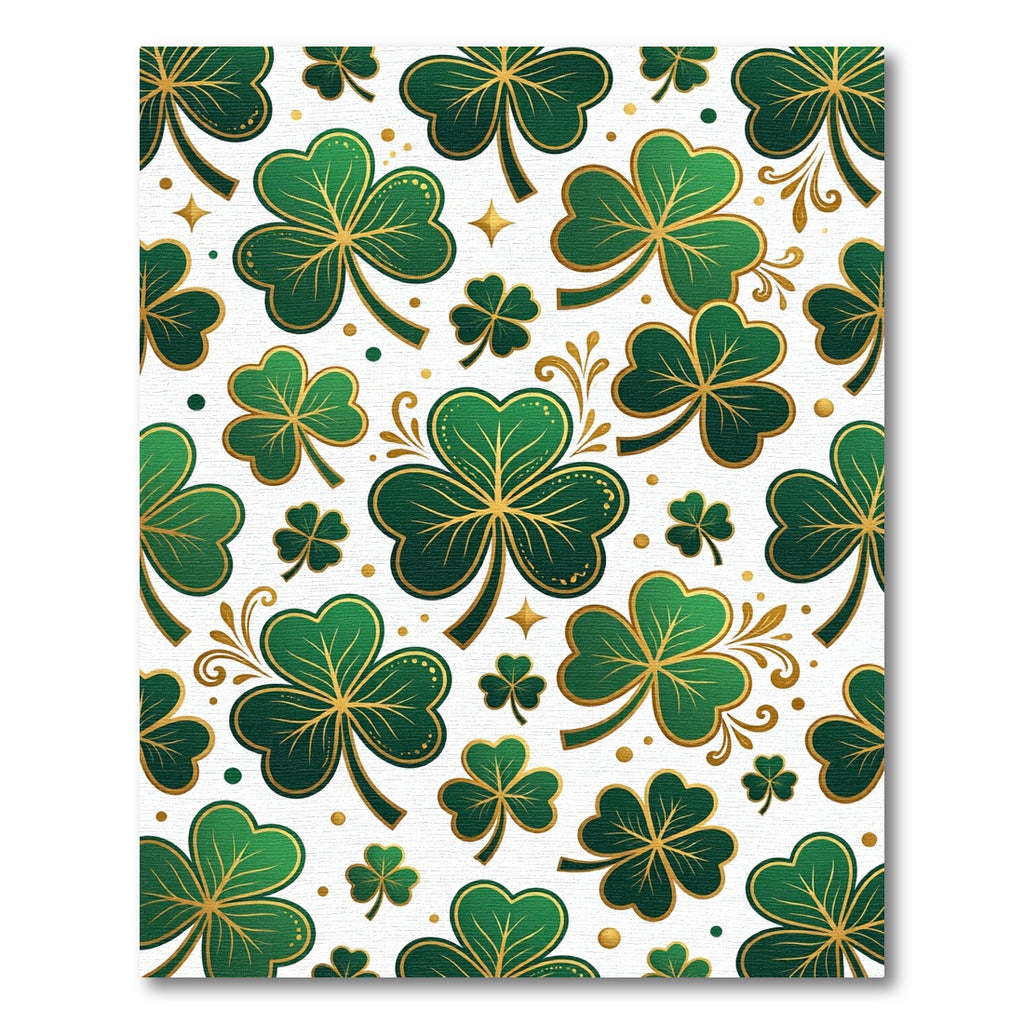 Golden Shamrock Clover Emerald Botanical Rug