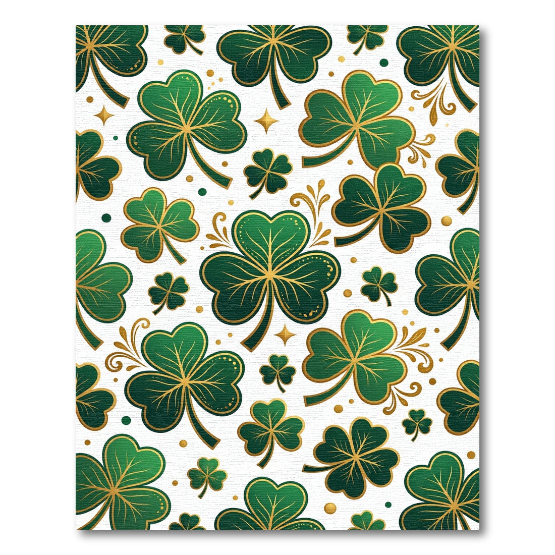 Golden Shamrock Clover Emerald Botanical Rug
