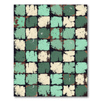 Distressed Patchwork Slate Teal Cream Rug
