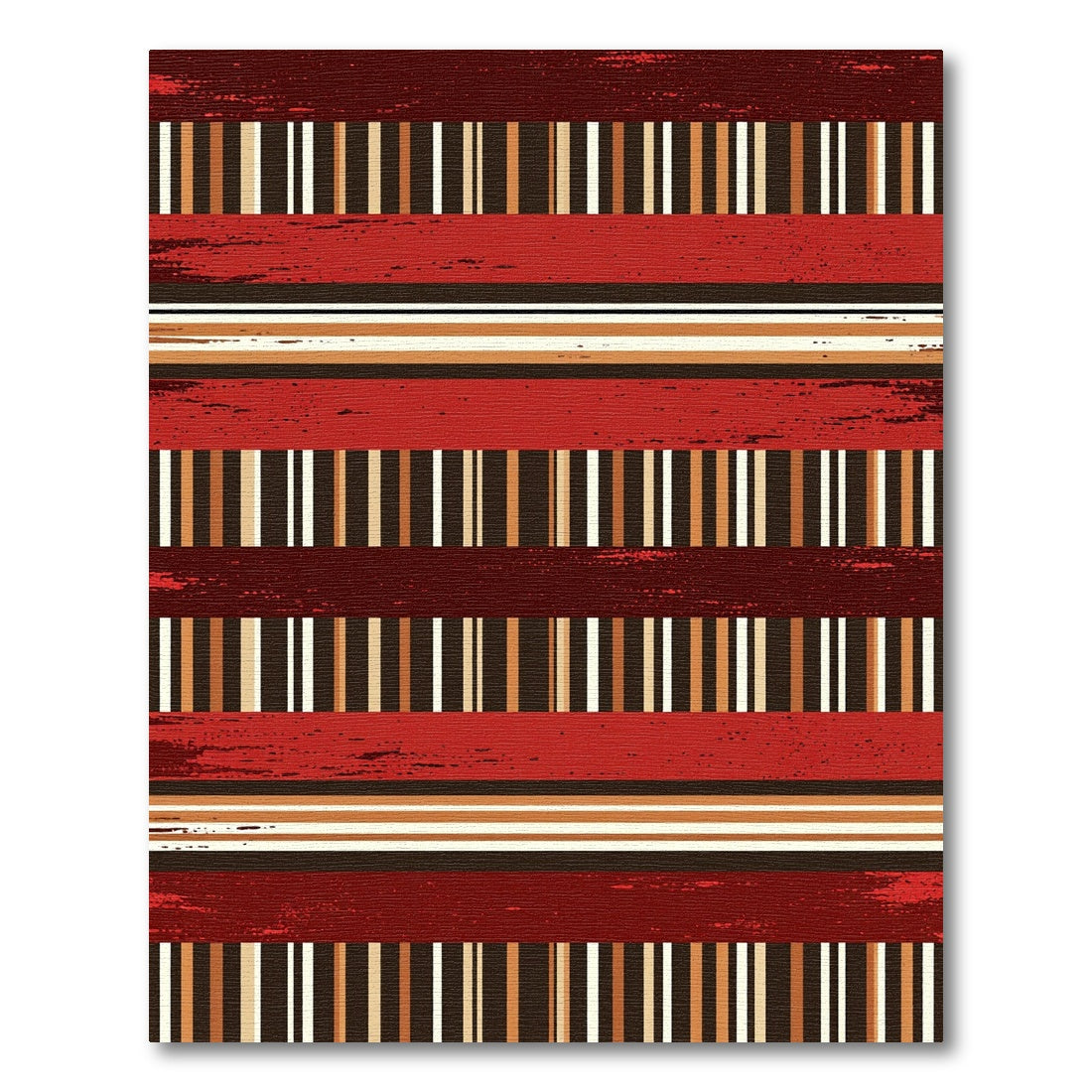 Crimson Textured Stripe Accordion Rug