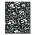 Dark Floral Victorian Botanical Scroll Rug