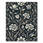 Dark Floral Victorian Botanical Scroll Rug