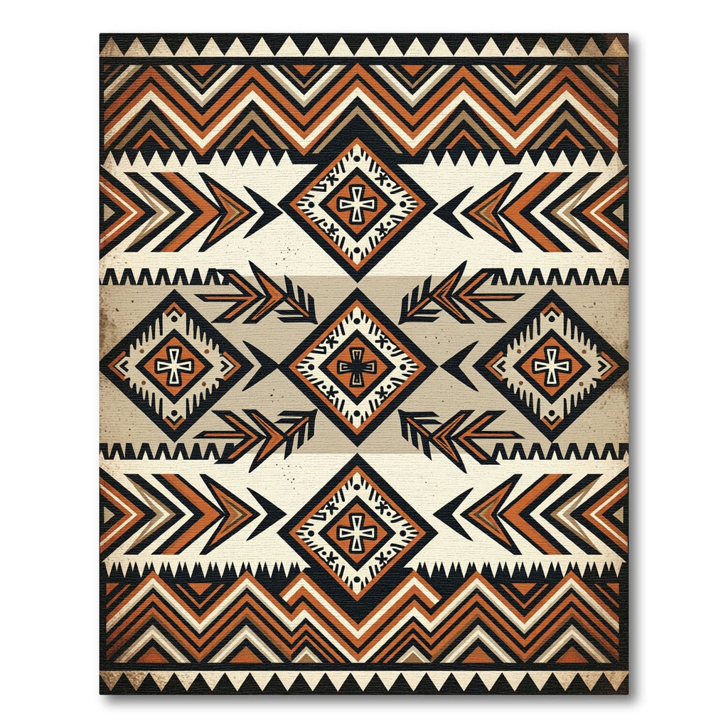 Earthy Geometric Tribal Diamond Creamsicle Rug