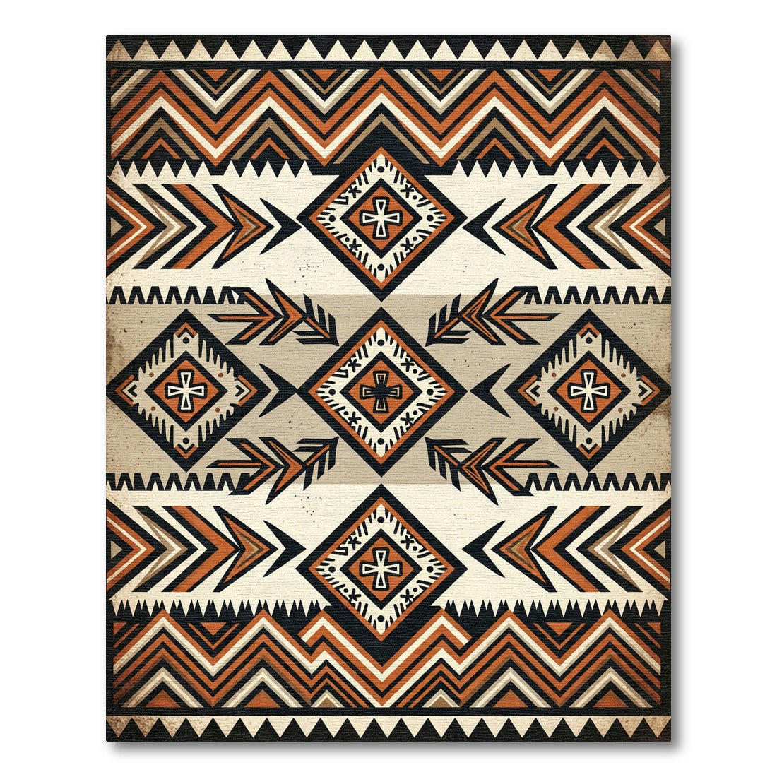 Earthy Geometric Tribal Diamond Creamsicle Rug