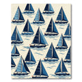 Navy Blue Sailing Boat Nautical Sketch Rug