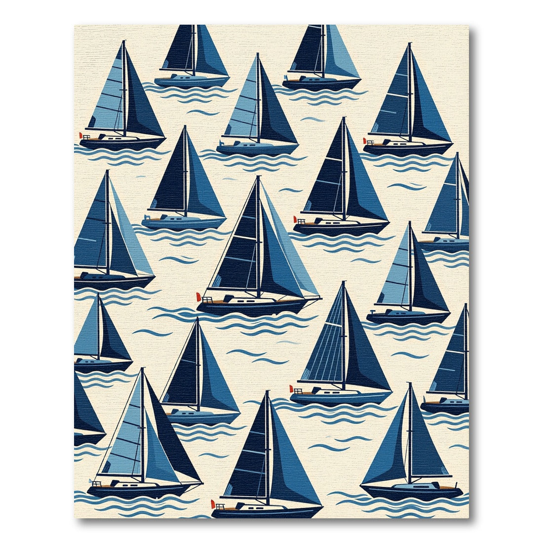 Navy Blue Sailing Boat Nautical Sketch Rug