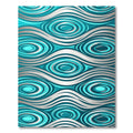 Modern Teal and Silver Rippled Swirl Rug