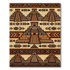 Aztec Terracotta Geometric Step Pyramid Rug