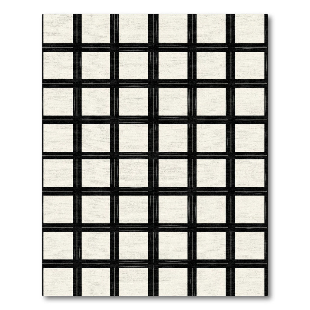 Black White Grid Squares Rug