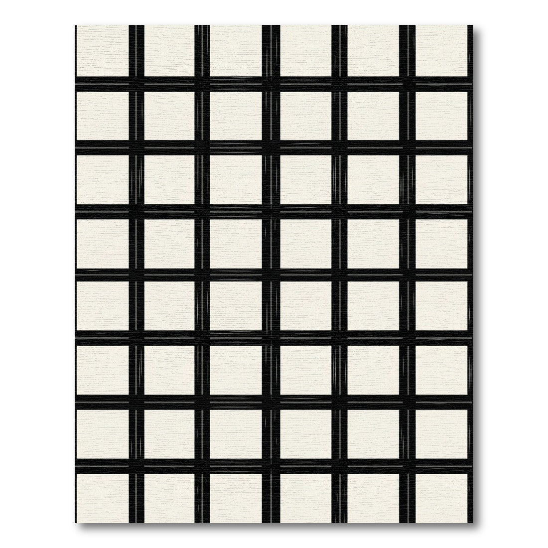 Black White Grid Squares Rug