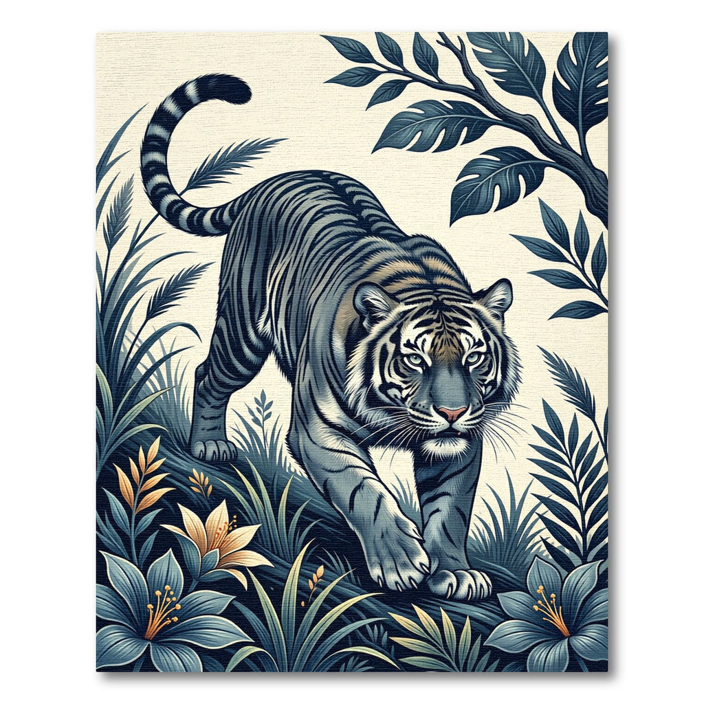 Fierce Gray Tiger Tropical Jungle Rug
