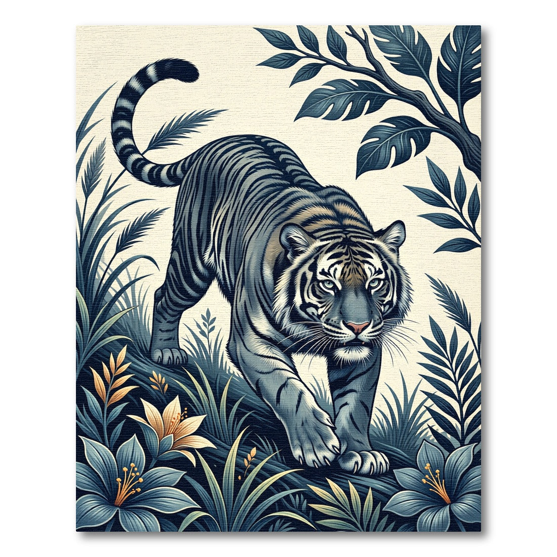 Fierce Gray Tiger Tropical Jungle Rug