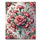 Pink Carnation Floral Botanical Arrangement Rug