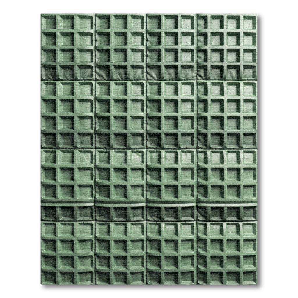 Modern Sage Green Waffle Grid Rug