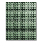 Modern Sage Green Waffle Grid Rug