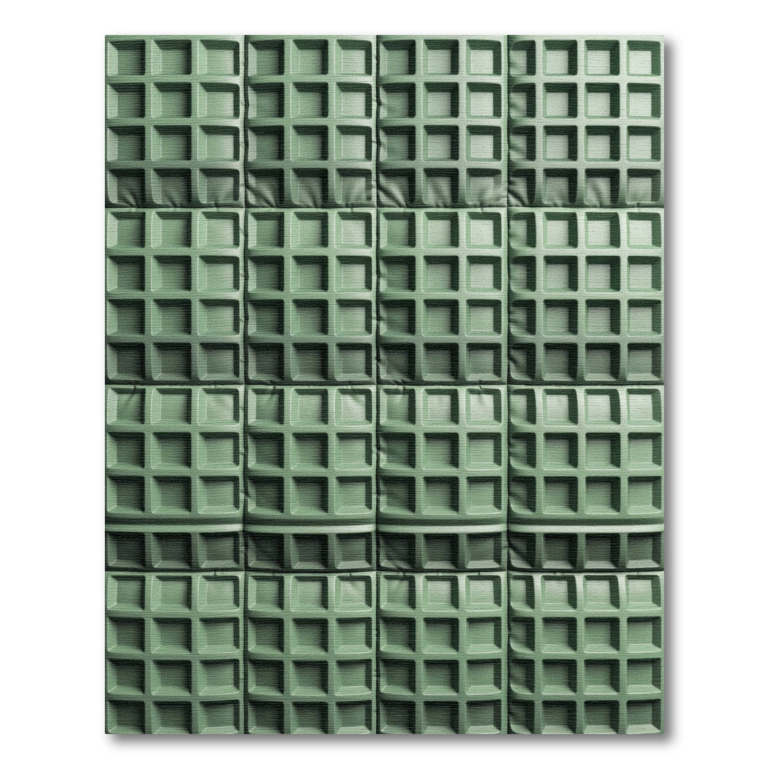 Modern Sage Green Waffle Grid Rug