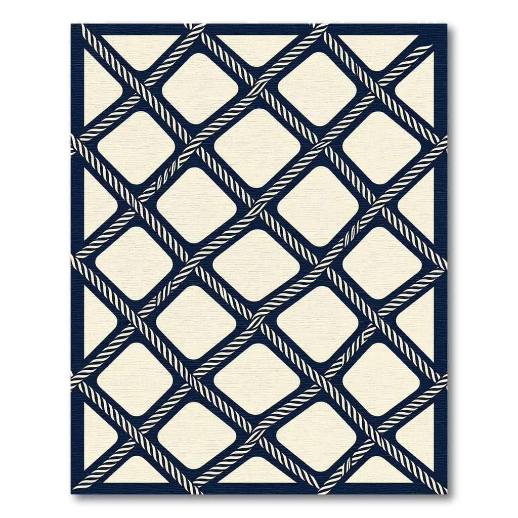 Navy Nautical Rope Grid Lattice Rug