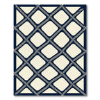 Navy Nautical Rope Grid Lattice Rug
