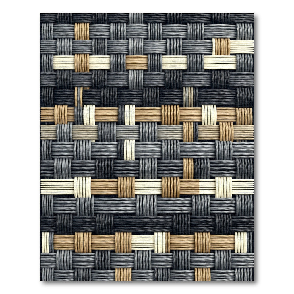 Textured Neutral Woven Interlocking Square Rug