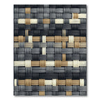 Textured Neutral Woven Interlocking Square Rug