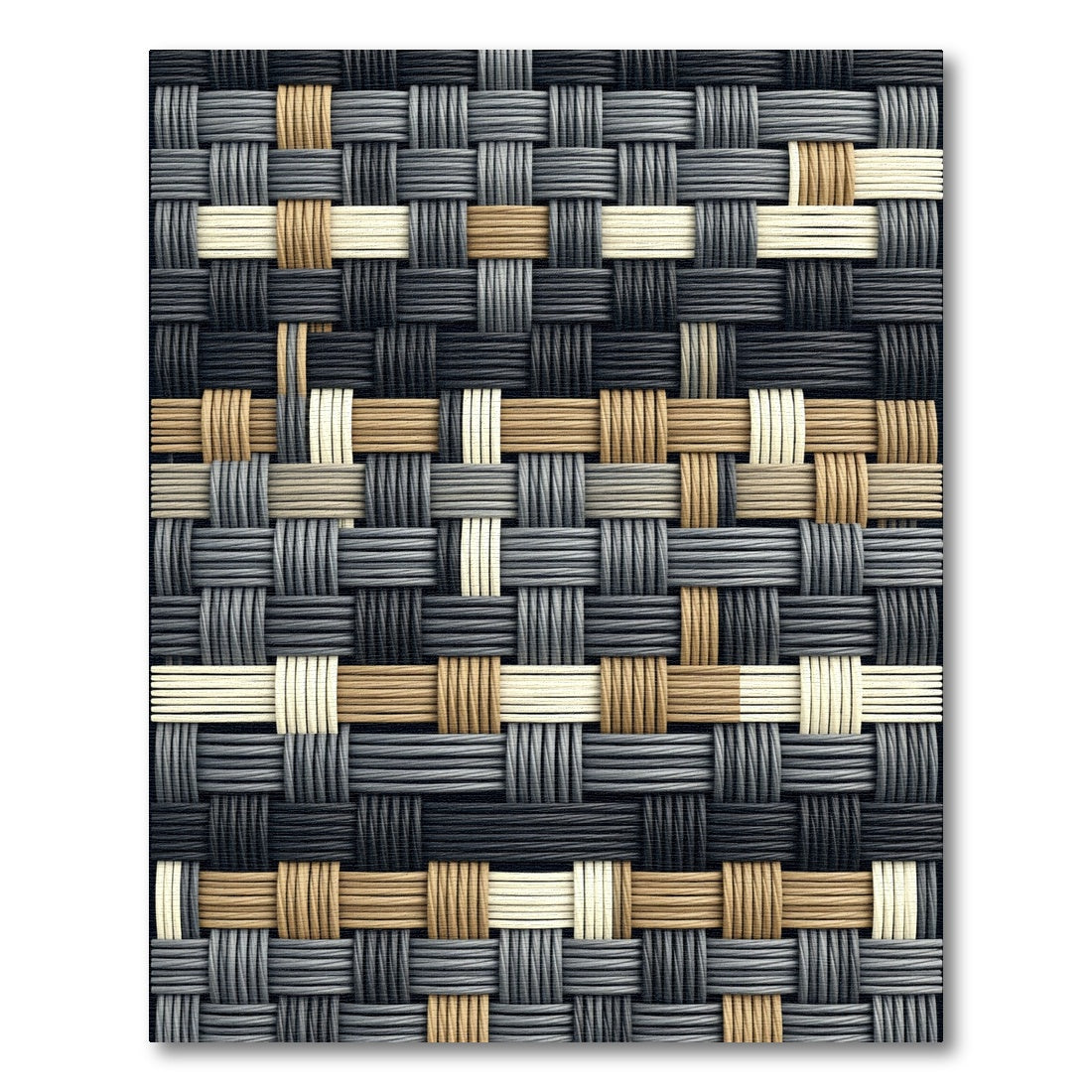 Textured Neutral Woven Interlocking Square Rug