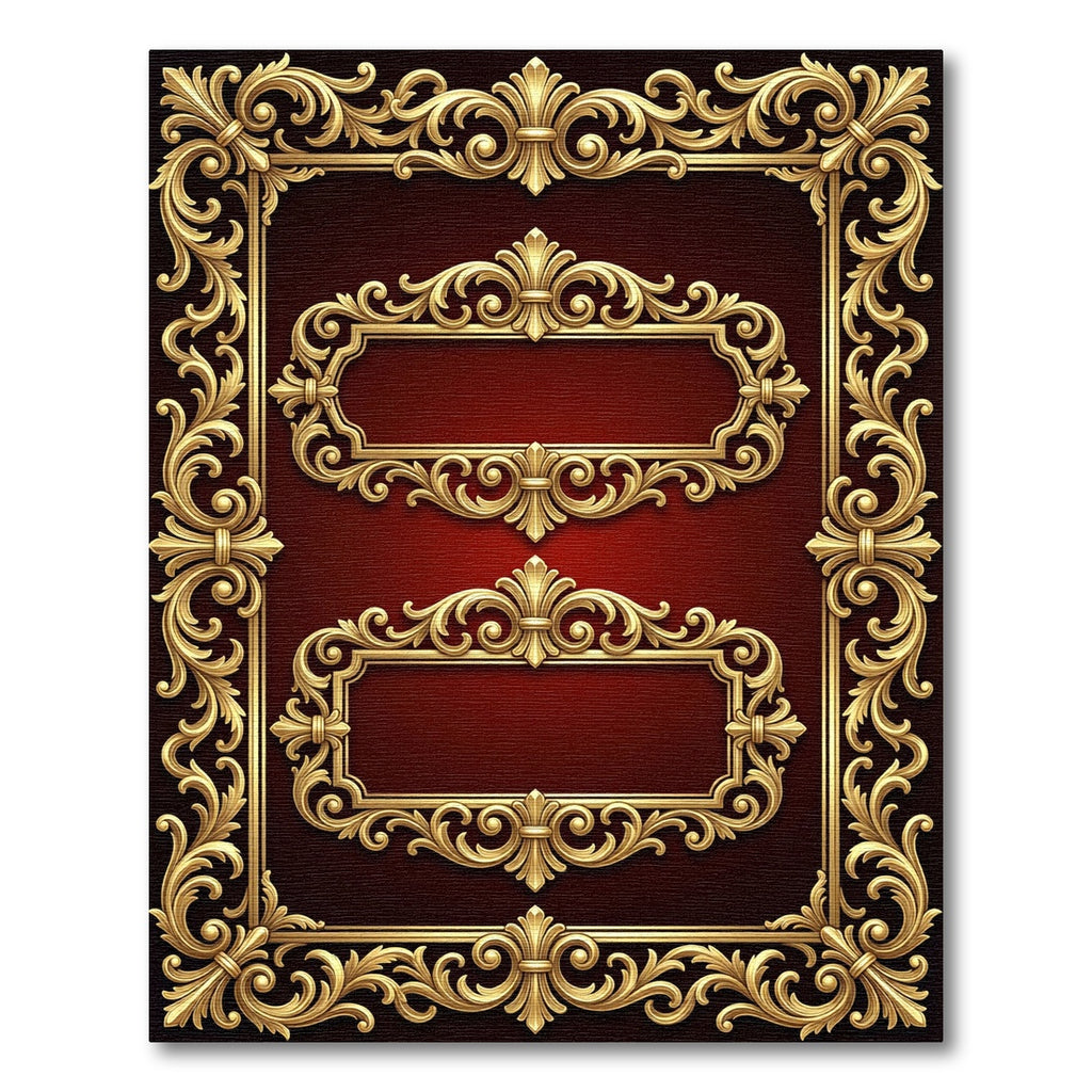 Regal Gold Ornate Flourish Frame Rug