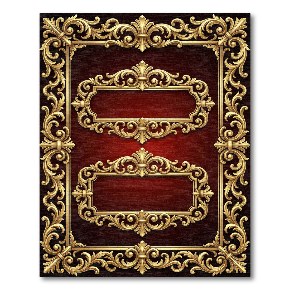 Regal Gold Ornate Flourish Frame Rug