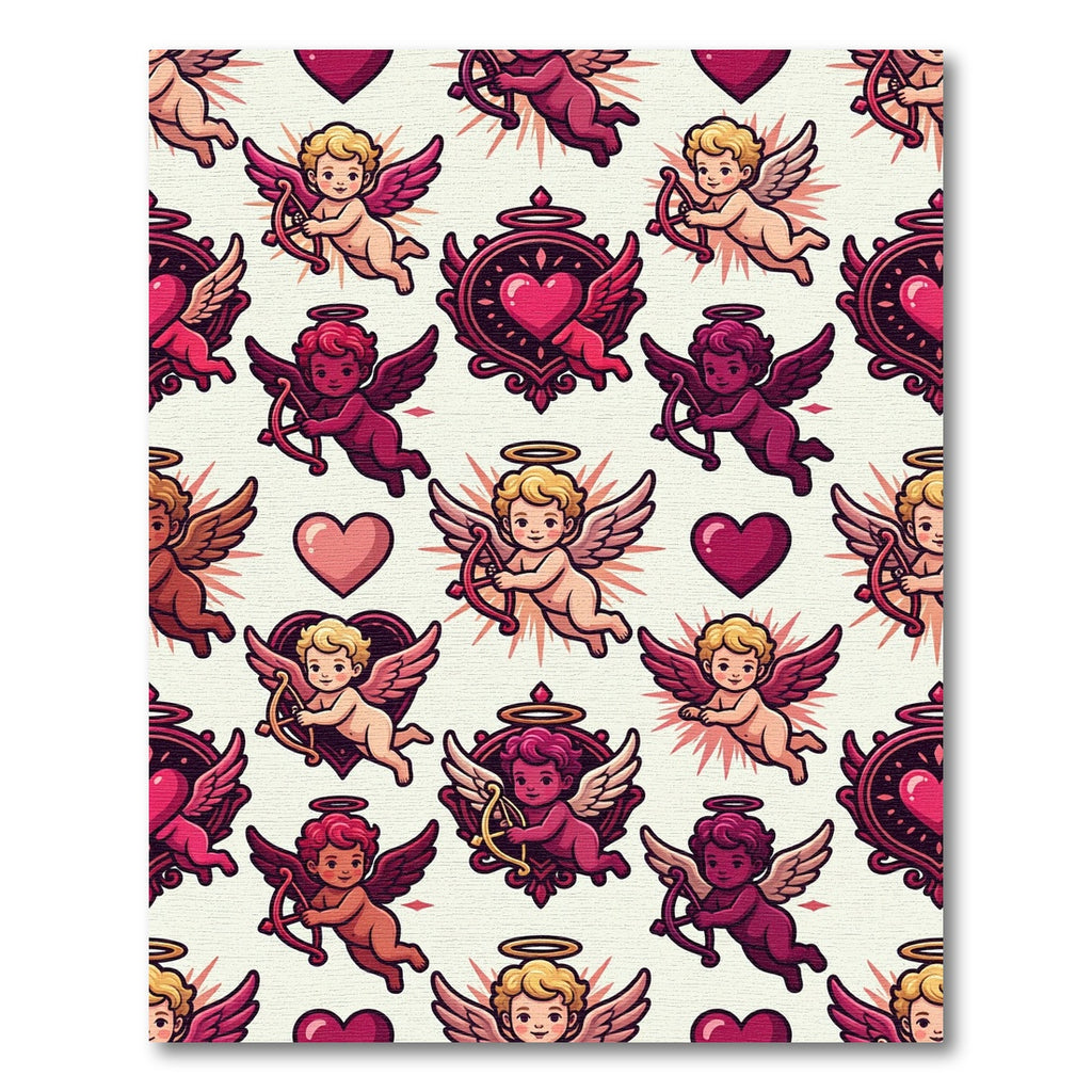 Whimsical Cherub Hearts Winged Figures Rug