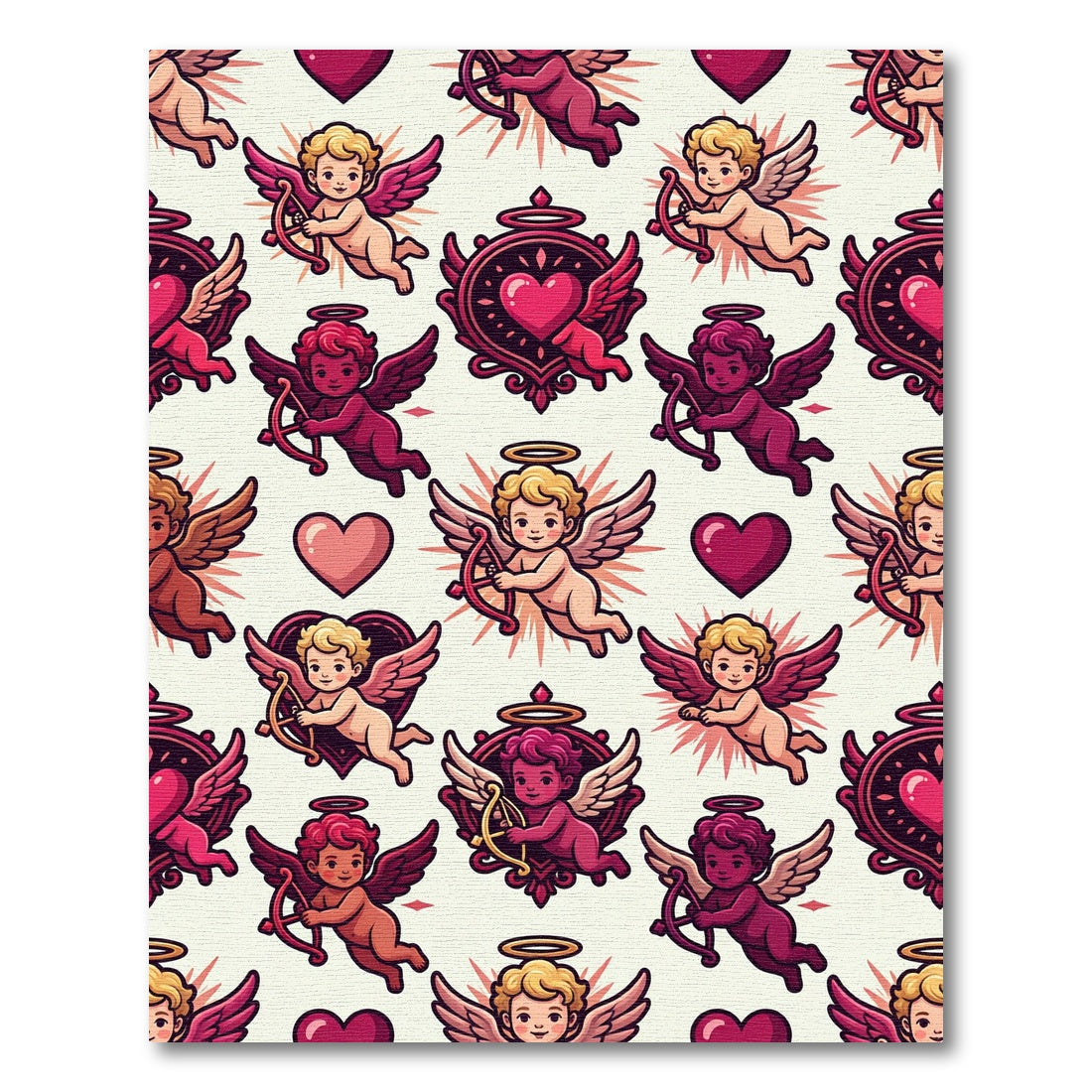 Whimsical Cherub Hearts Winged Figures Rug