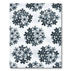 Monochromatic Floral Bouquet Circular Composition Rug