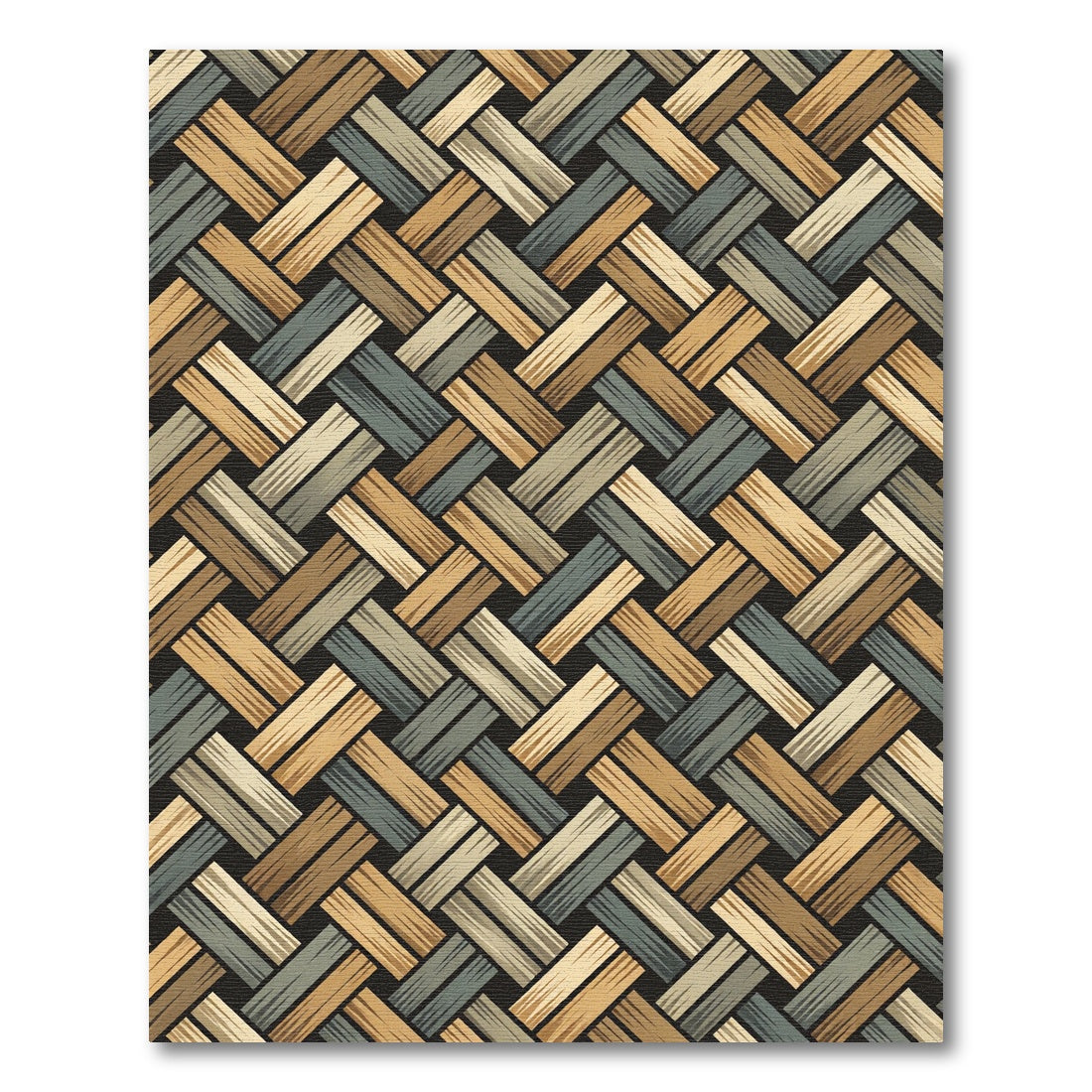 Woven Neutral Earth Tone Basketweave Rug