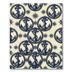Navy Nautical Anchor Compass Cream Rug