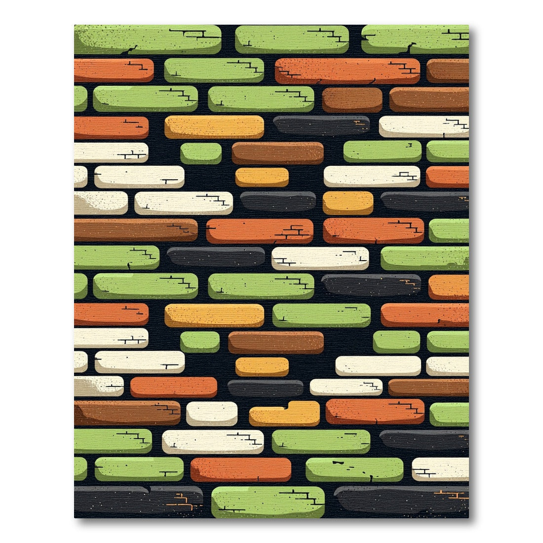 Rustic Multicolored Brick Wall Texture Rug