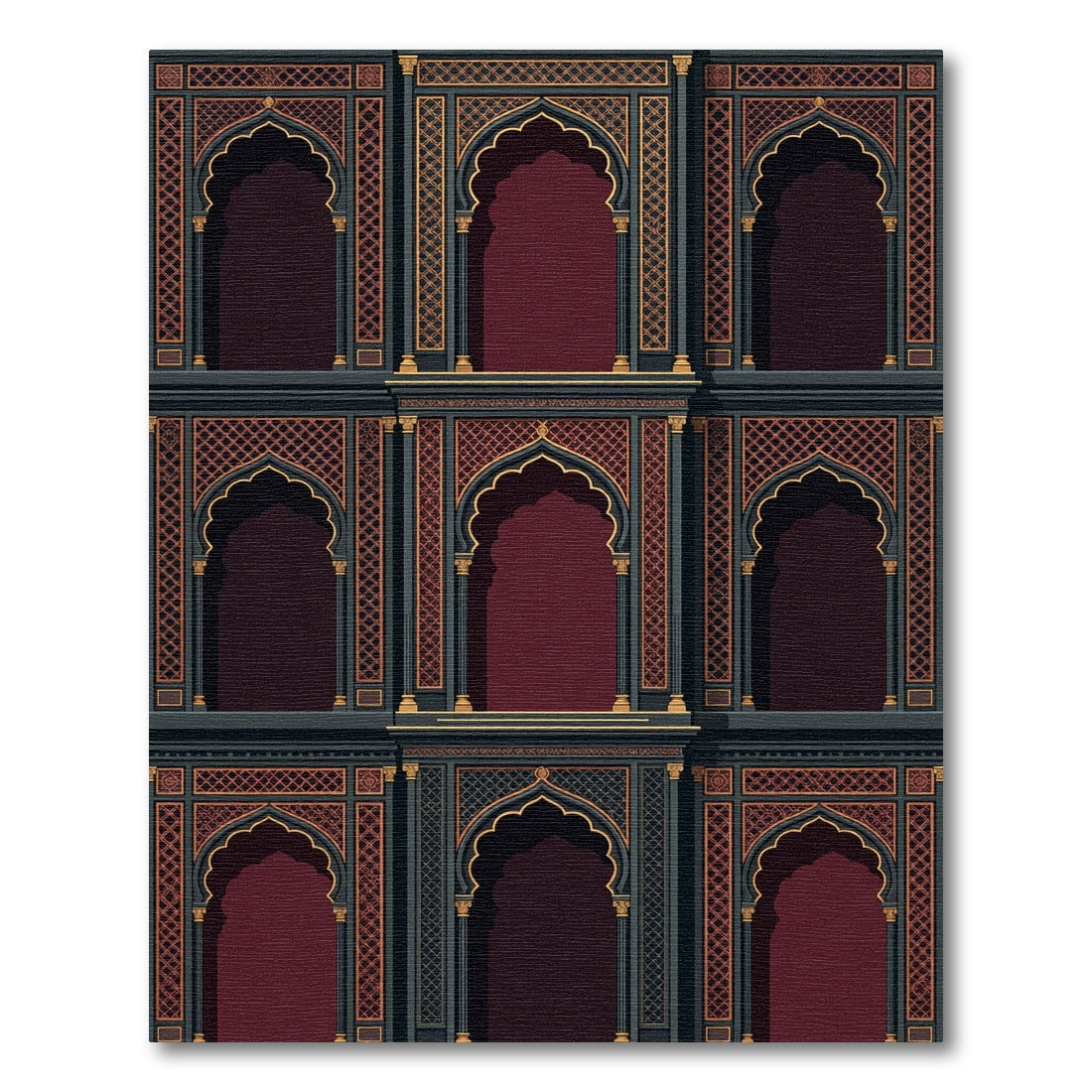 Royal Burgundy Archway Lattice Decor Rug