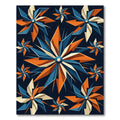 Geometric Navy Orange Astral Pinwheel Rug