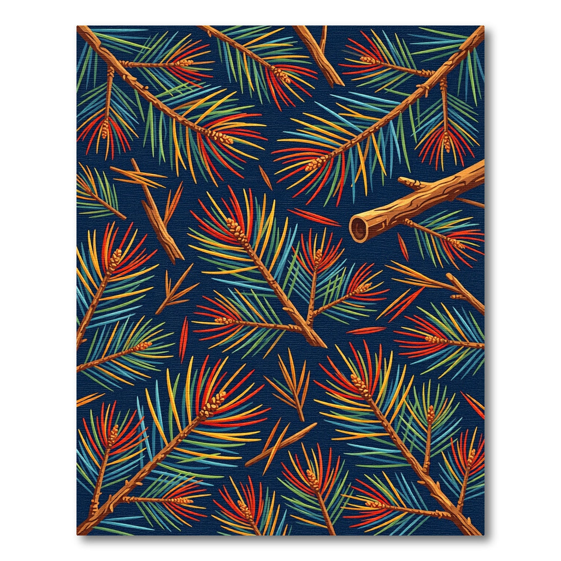Vibrant Colorful Pine Needle Foliage Rug