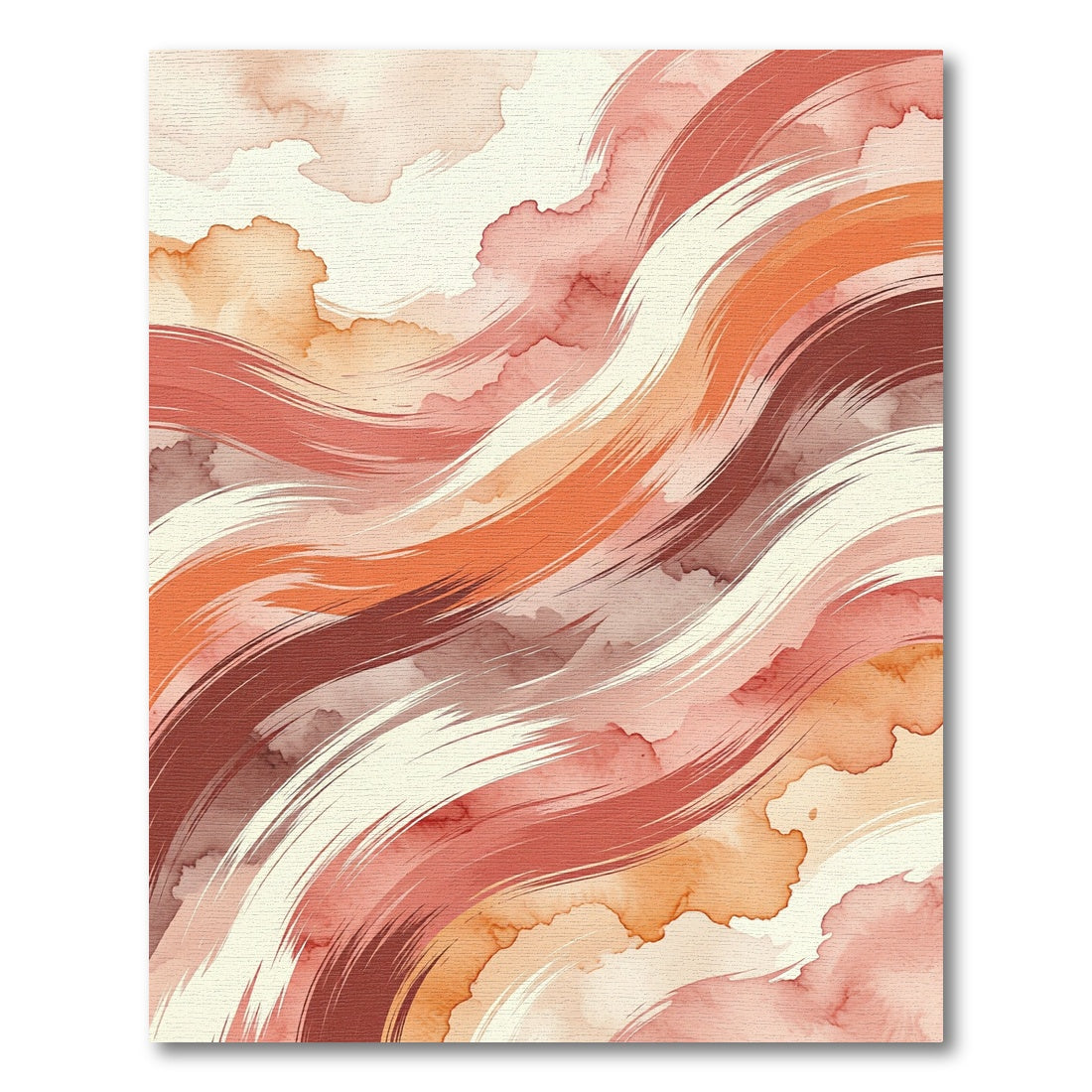 Earthy Watercolor Swirl Abstract Waves Rug