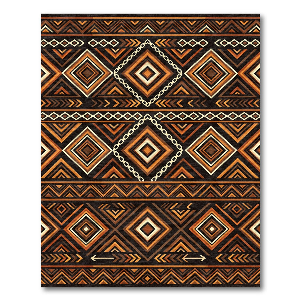 Earthy Geometric Diamond Tribal Copper Rug