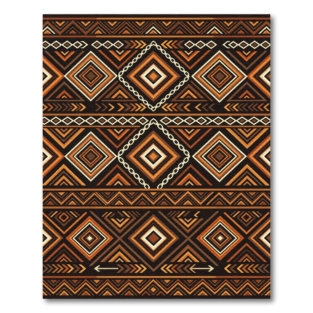 Earthy Geometric Diamond Tribal Copper Rug