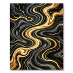 Black Gold Swirl Veined Liquid Rug