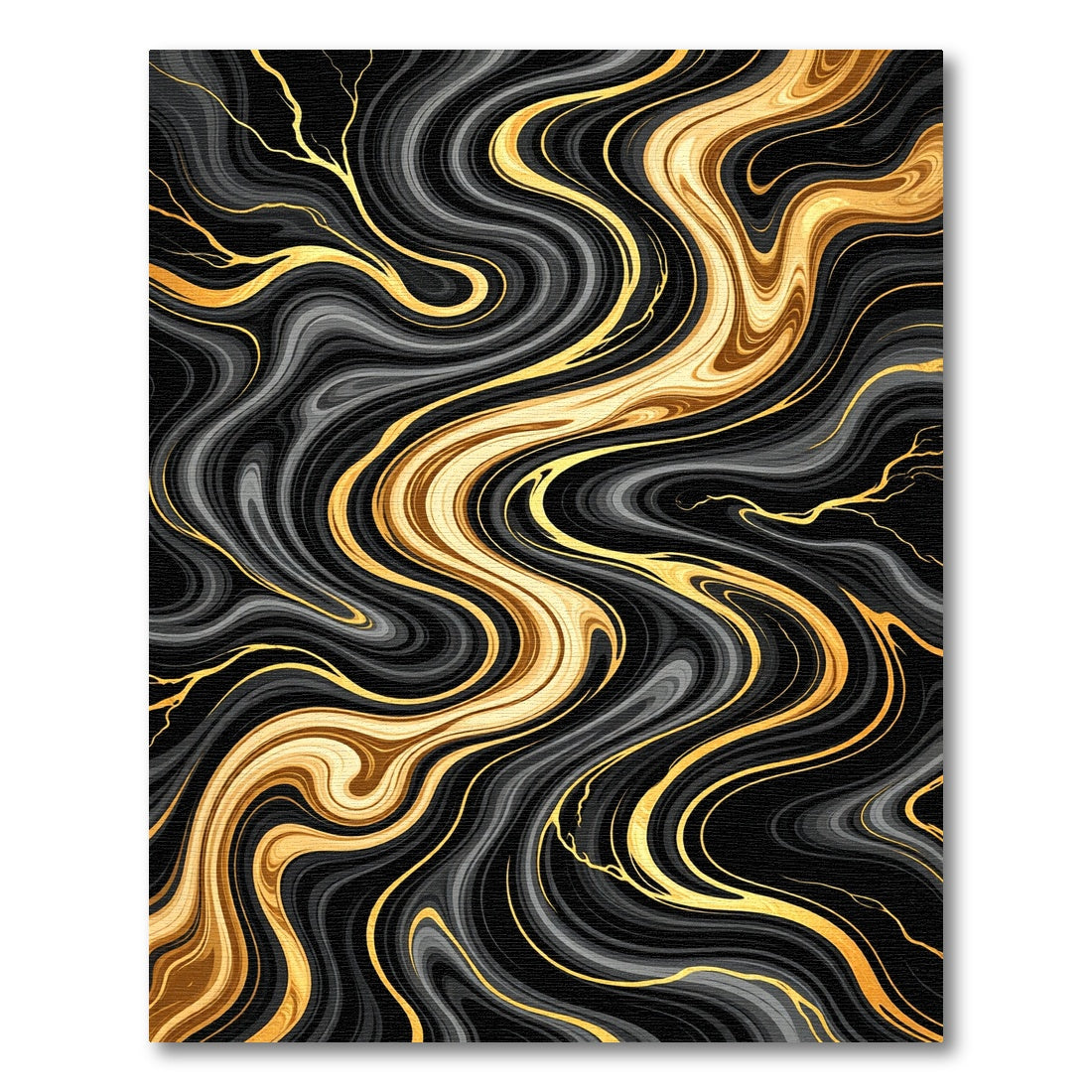 Black Gold Swirl Veined Liquid Rug